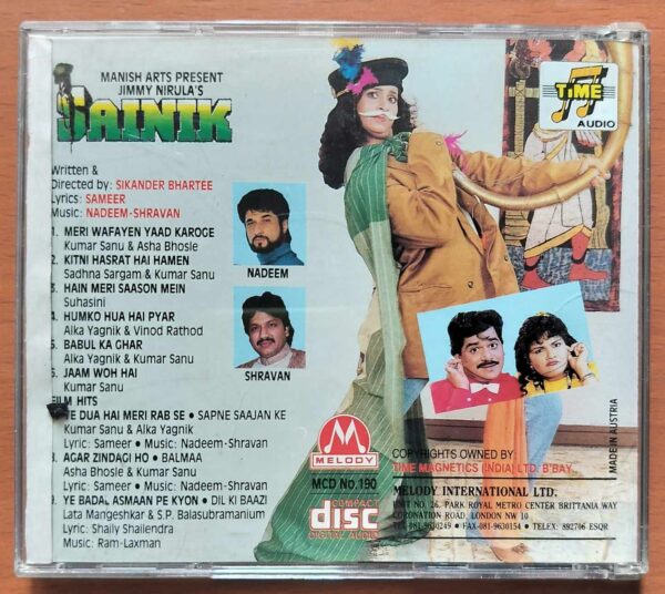 SAINIK - Nadeem Shravan Imported Venus Melody Hindi Audio Cd - Image 3