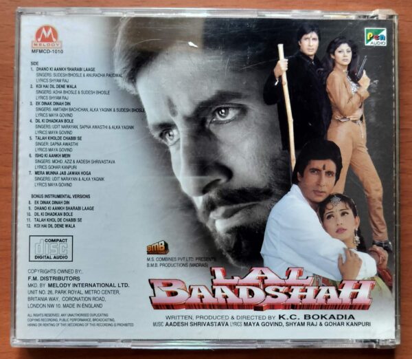 LAL BAADSAAH - Imported Aadesh Shrivastava Hindi Audio Cd - Image 3