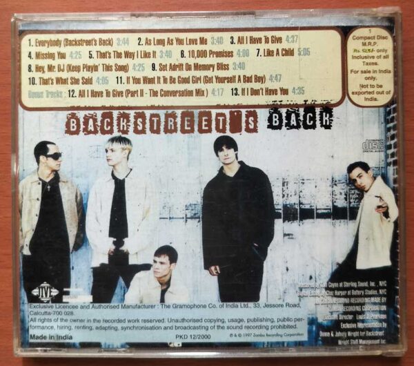 BACKSTREET BOYS BACKSTREET IS BACK - English Pop Music Album Audio CD - Image 2