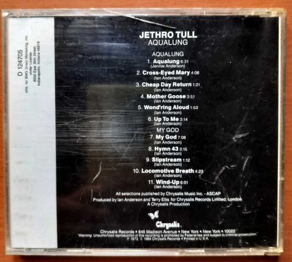 JETHRO TULL AQUAUNG - Imported English Rock Album Audio Cd - Image 2