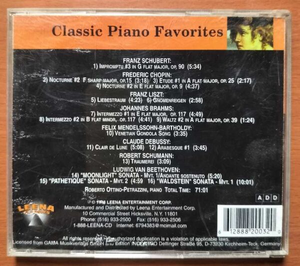 CLASSIC PIANO FAVOURITES LEENA CLASSICS - Imported Classical Album Audio Cd - Image 2