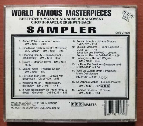 WORLD FAMOUS MASTERPIECES SAMPLER - Imported Classical Audio Cd - Image 2