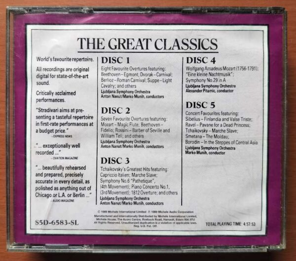 THE GREAT CLASSICS - Imported Classical 5CD Pack Album Audio Cd - Image 2