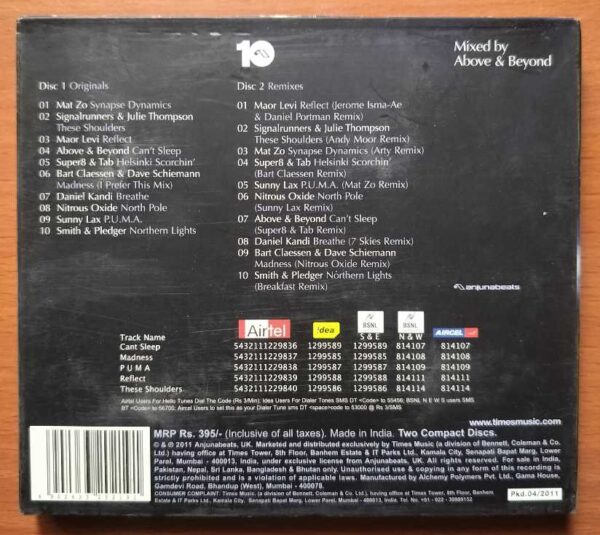 10 YEARS OF ANJUNABEATS MIXED BY ABOVE & BEYOND - Electronic Album 2CD Pack Audio Cd - Image 2