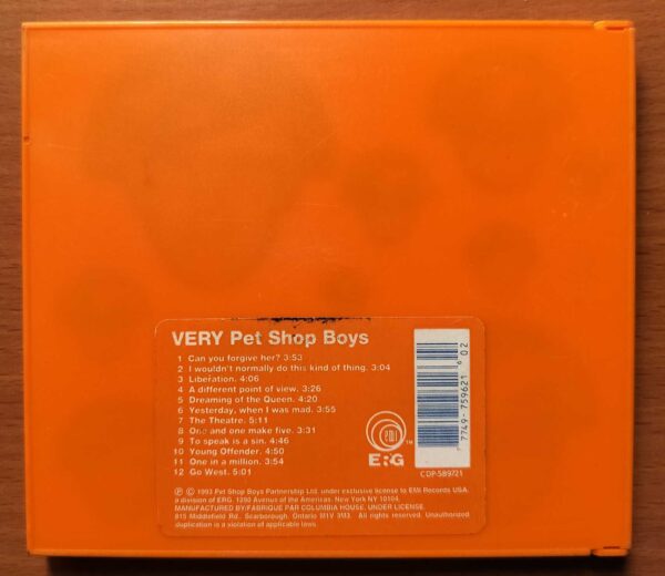 VERY PET SHOP BOYS - Imported Dance Pop Album Audio Cd - Image 2