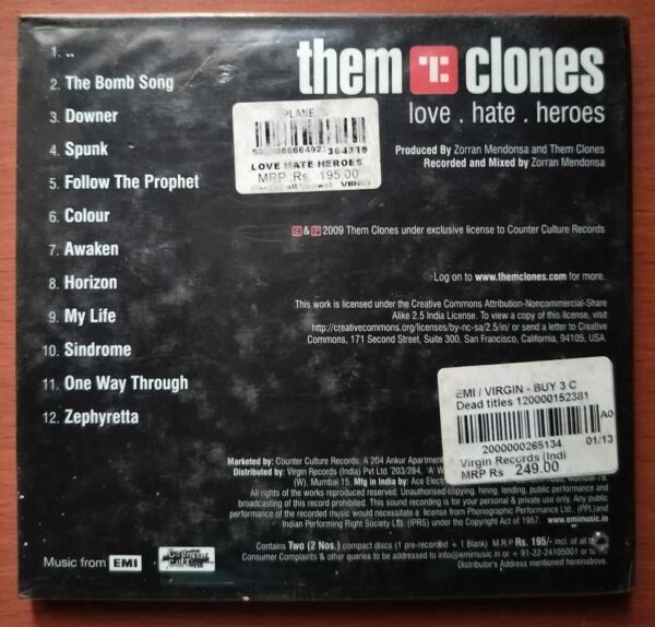 THEM CLONES LOVE. HATE. HEROES - Indian Rock Album Audio Cd (FACTORY SEALED PACK) - Image 2