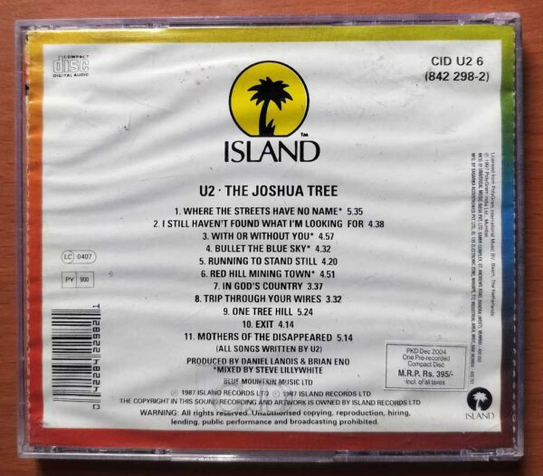 U2 THE JOSHUA TREE - English Rock Album Audio Cd - Image 2