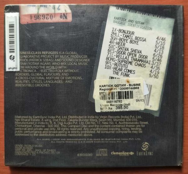 KARTICK & GOTAM BUSINESS CLASS REFUGEES - English Jazz Pop Album Audio Cd (FACTORY SEALE DPACK) - Image 2