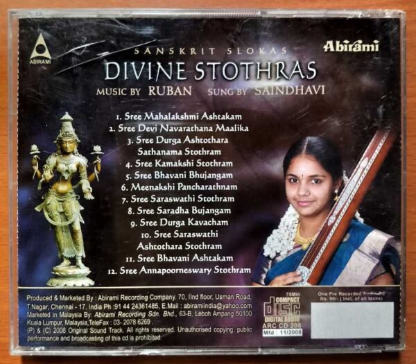 DIVINE STOTHARAS - Saindhavi Devotional Audio Cd - Image 2