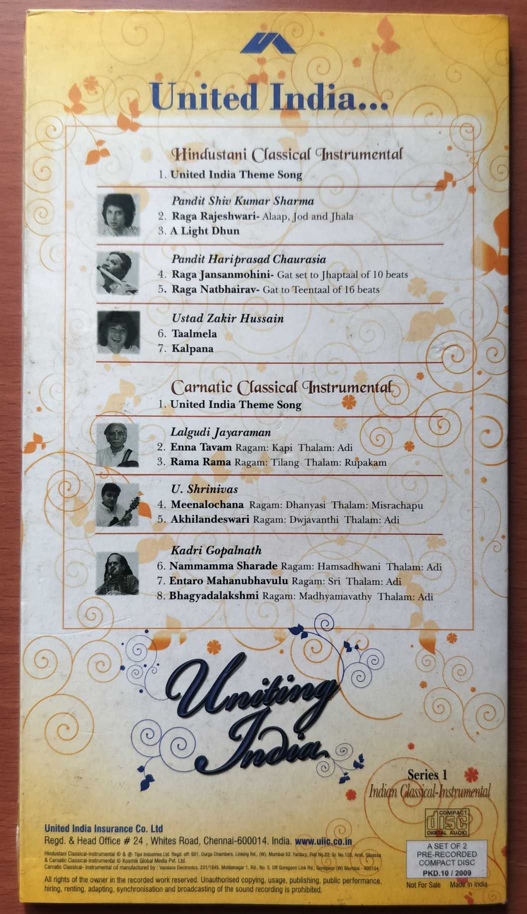 UNITING INDIA SERIES 1 - Hindustani & Carnatic Classical 2CD Pack Audio Cd - Image 3