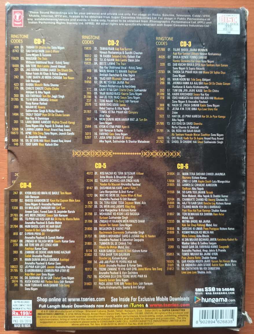 100 UNIQUE HEART BREAKING SONGS SAU DARD HAIN - Hindi 6CD Pack Audio Cd - Image 5