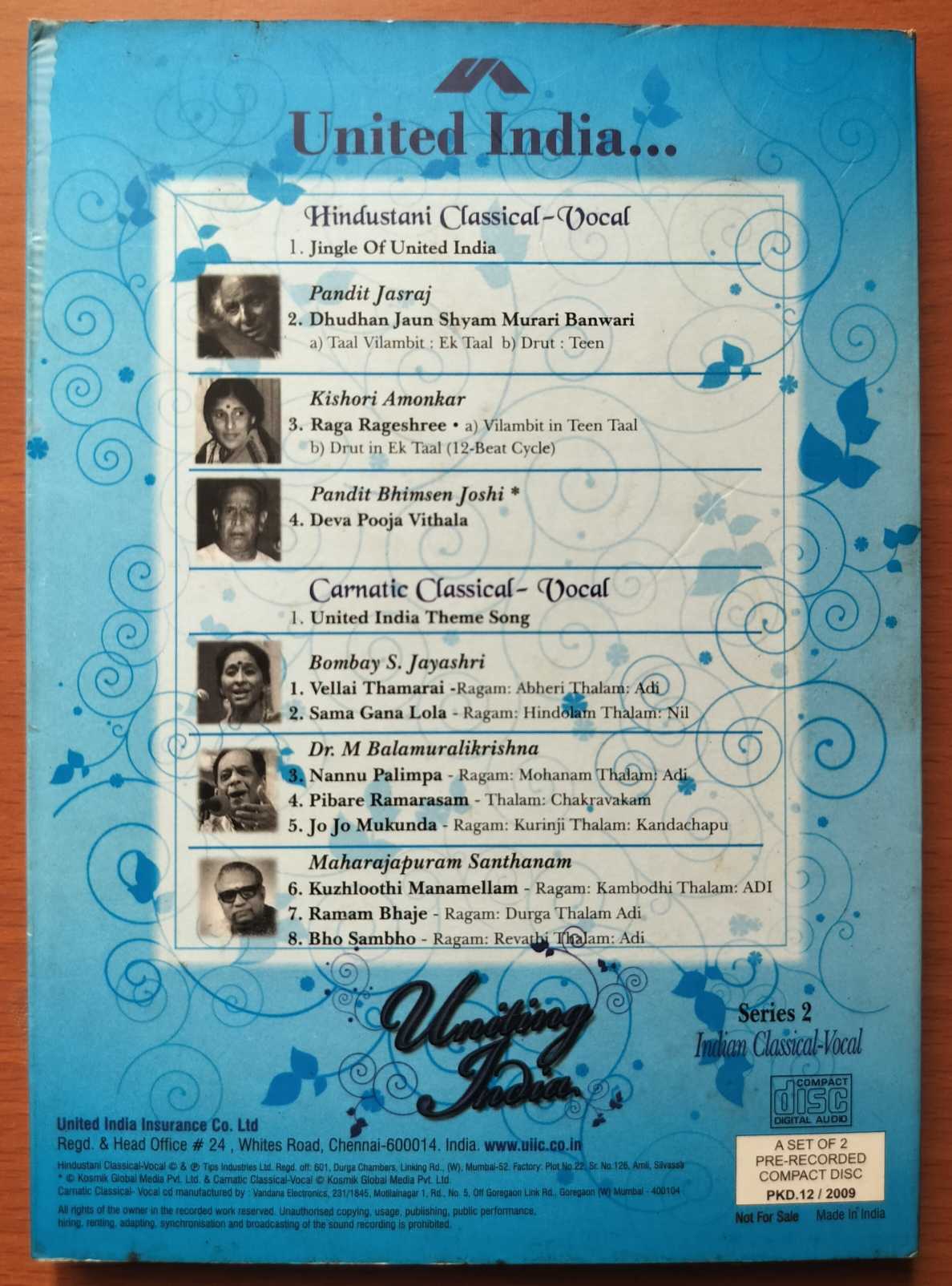 UNITING INDIA SERIES 2 - Hindustani & Carnatic Classical 2CD Pack Audio Cd - Image 3
