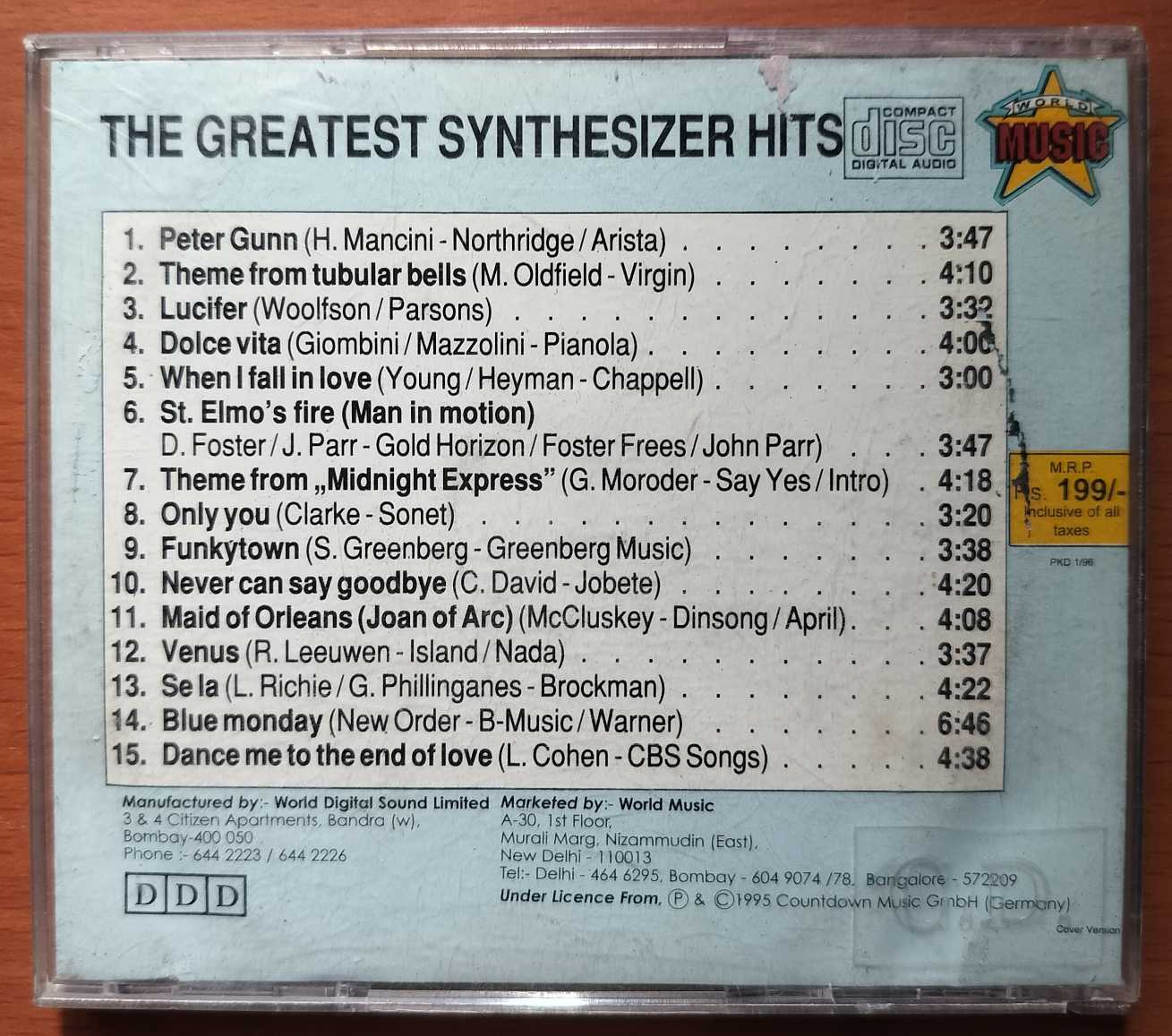 THE GREATEST SYNTHESIZER HITS - English Pop Album Audio Cd - Image 3