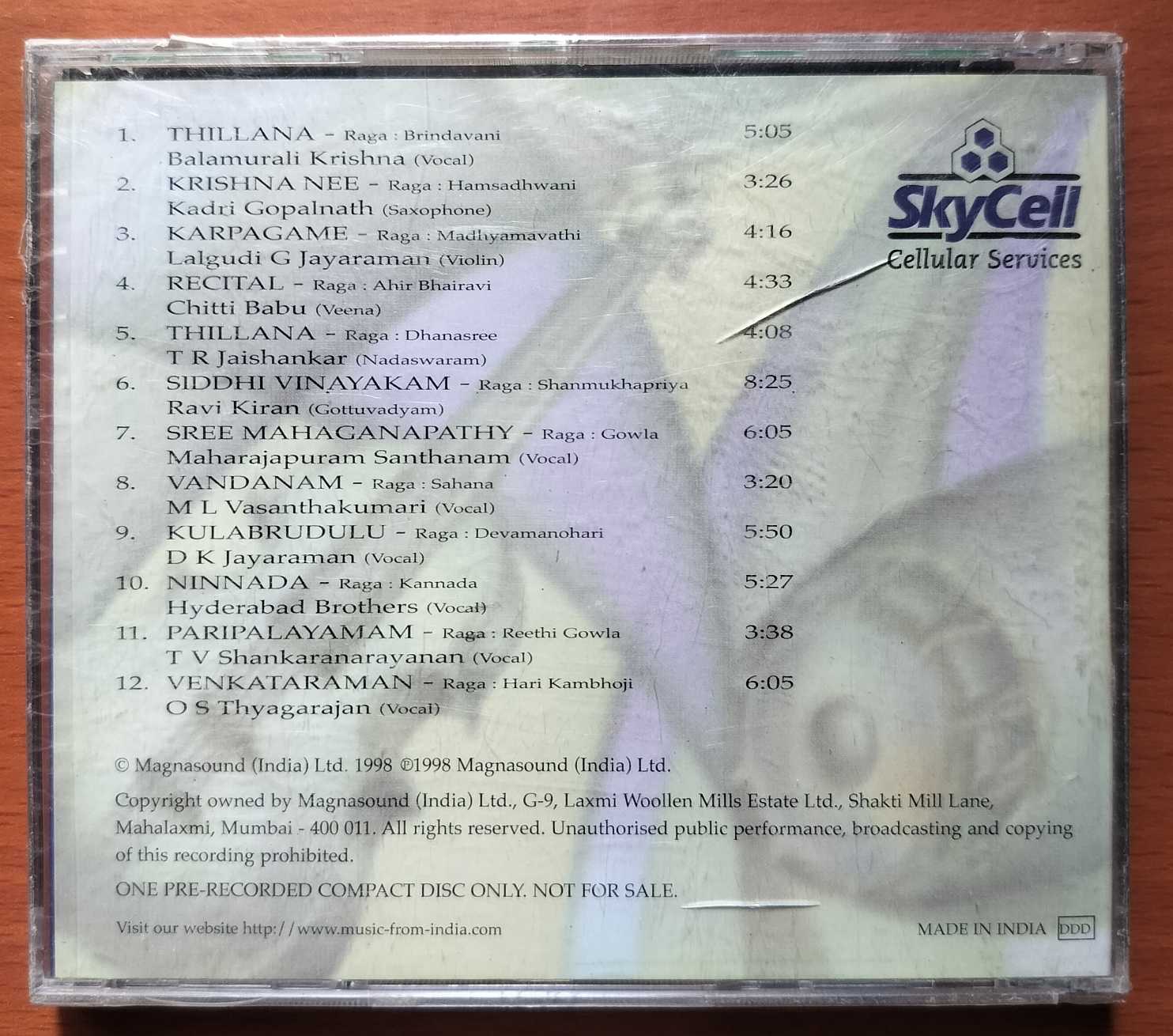SKYCELL COLLECTION - Indian Classical Collection Album Audio Cd (FACTORY SEALED PACK) - Image 2