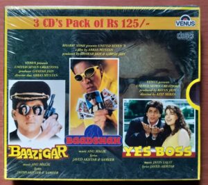 BAAZIGAR / BAADSHAH / YES BOSS - Hindi 3CD Blockbuster Pack Audio Cd (FACTORY SEALED PACK)