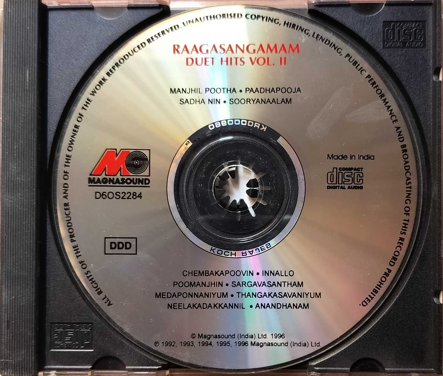 RAAGASANGAMAM DUET HITS VOL . 2 - K. J. Yesudas & Chitra Malayalam Film Compilation Hits Audio Cd - Image 2