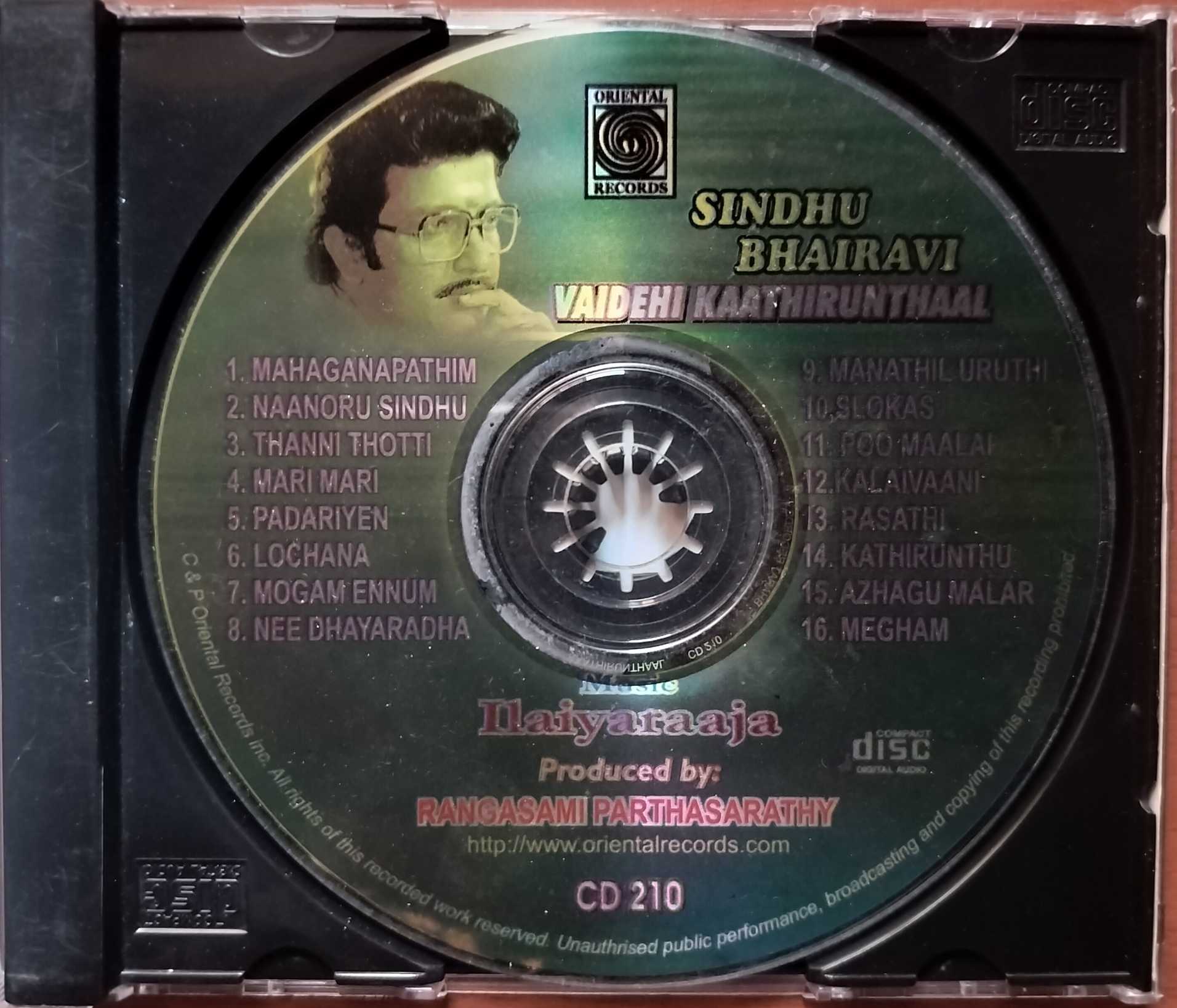 SINDHU BHAIRAVI / VAIDEHI KAATHIRUNTHAAL - Ilaiyaraaja Oriental Audio Cd - Image 2