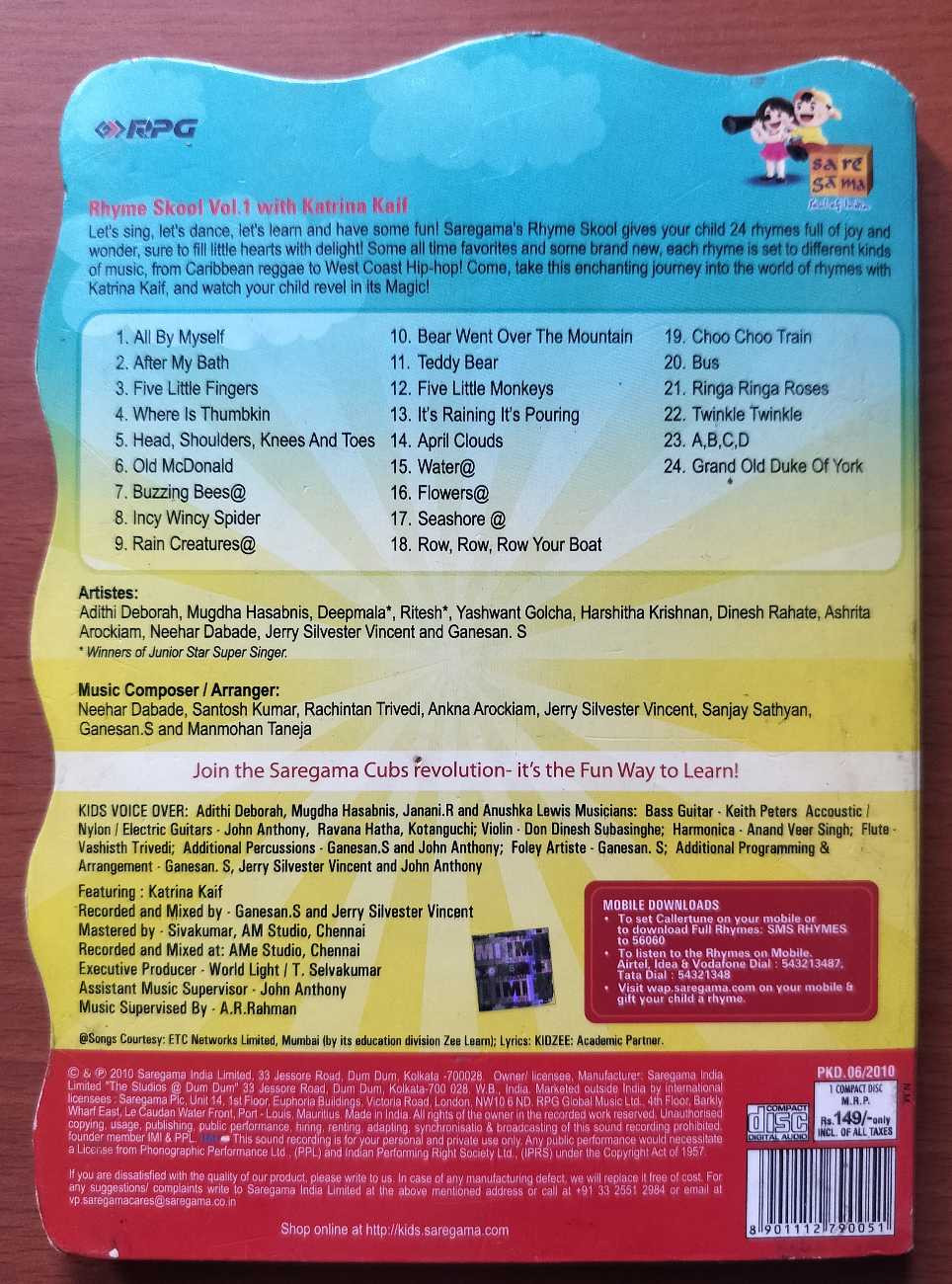 SUNFEAST DREAM CREAM PRESENTS RHYME SKOOL WITH KATRINA KAIF - A.R. Rahman Supervised Album Premium Edition Audio Cd - Image 6
