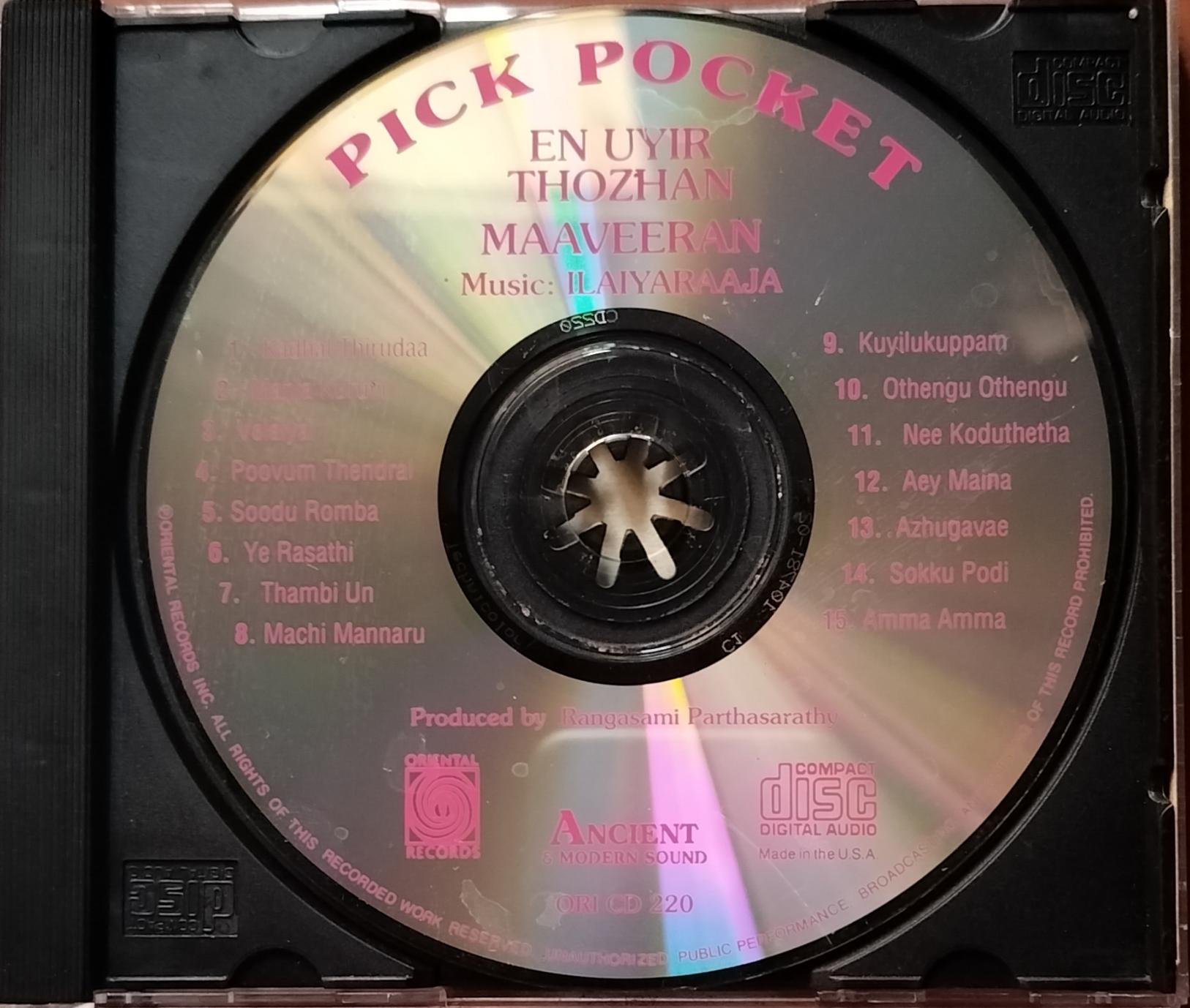 PIC POCKET / EN UYIR THOZHAN / MAAVEERAN - Ilaiyaraaja Imported Audio Cd (USA EDITION) - Image 2