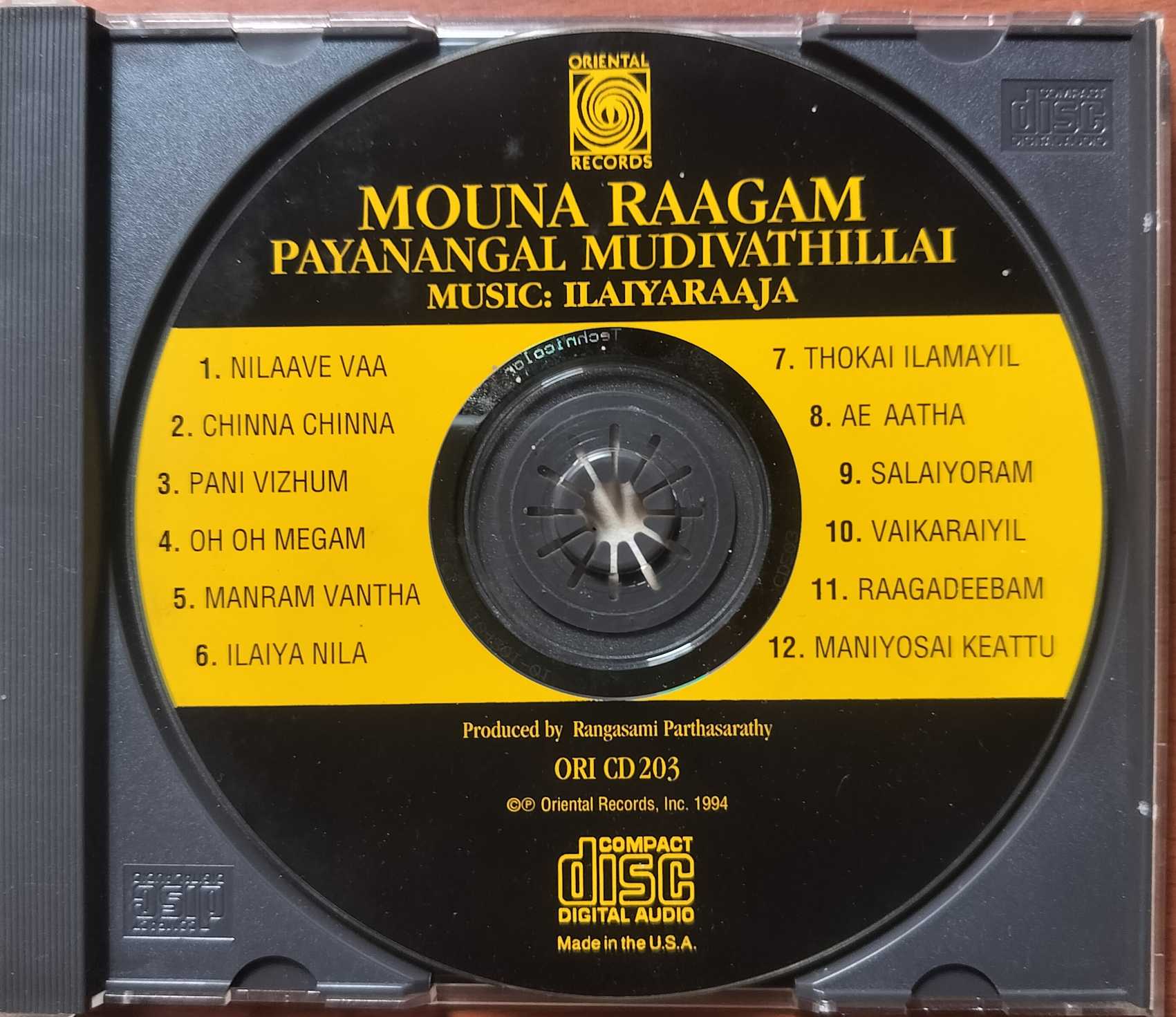 MOUNA RAAGAM / PAYANANGAL MUDIVATHILLAI - Imported Ilaiyaraaja Tamil Audio Cd (USA EDITION) - Image 2
