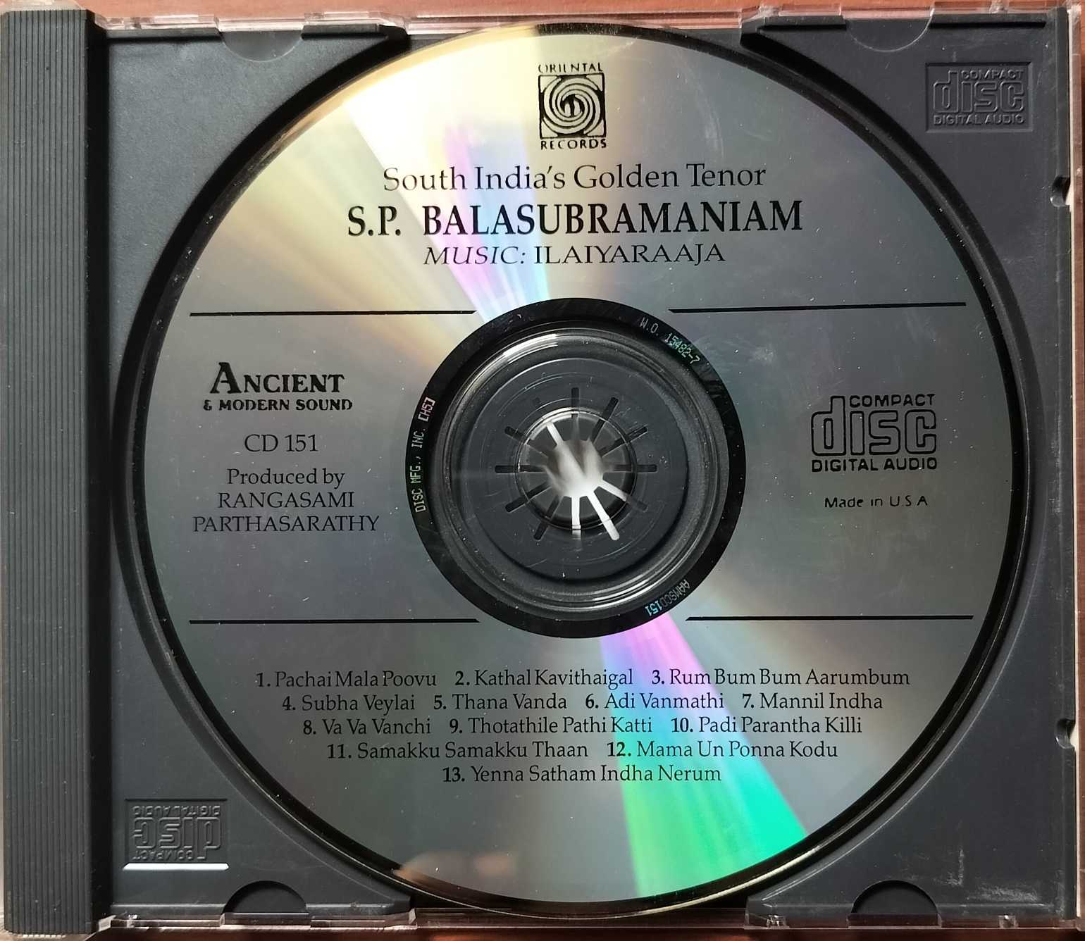 SOUTH INDIA'S GOLDEN TENOR S.P.BALASUBRAMANIAM - Ilaiyaraaja Oriental Audio Cd (USA EDITION) - Image 2