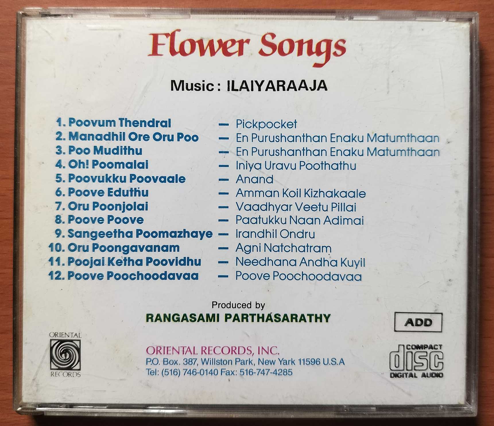 FLOWER SONGS - Imported Ilaiyaraaja Tamil Audio Cd (USA EDITION) - Image 3