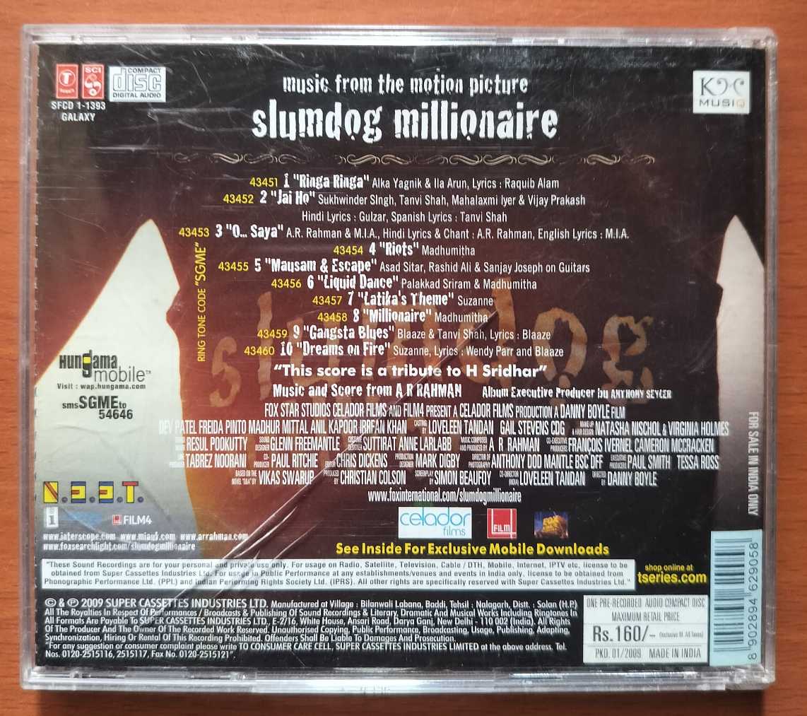 SLUMDOG MILLIONAIRE - A.R. Rahman Hindi Audio Cd - Image 3