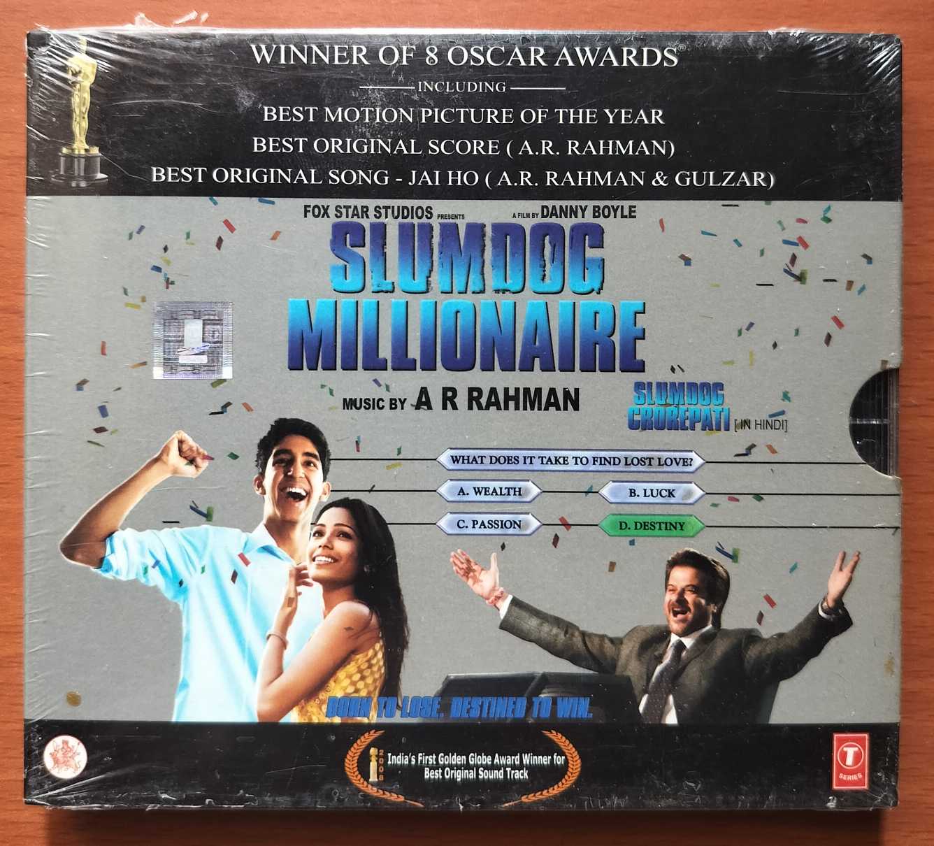 SLUMDOG MILLIONAIRE - A.R. Rahman Hindi With Outer Cover Audio Cd (FACTORY SEALED PACK)