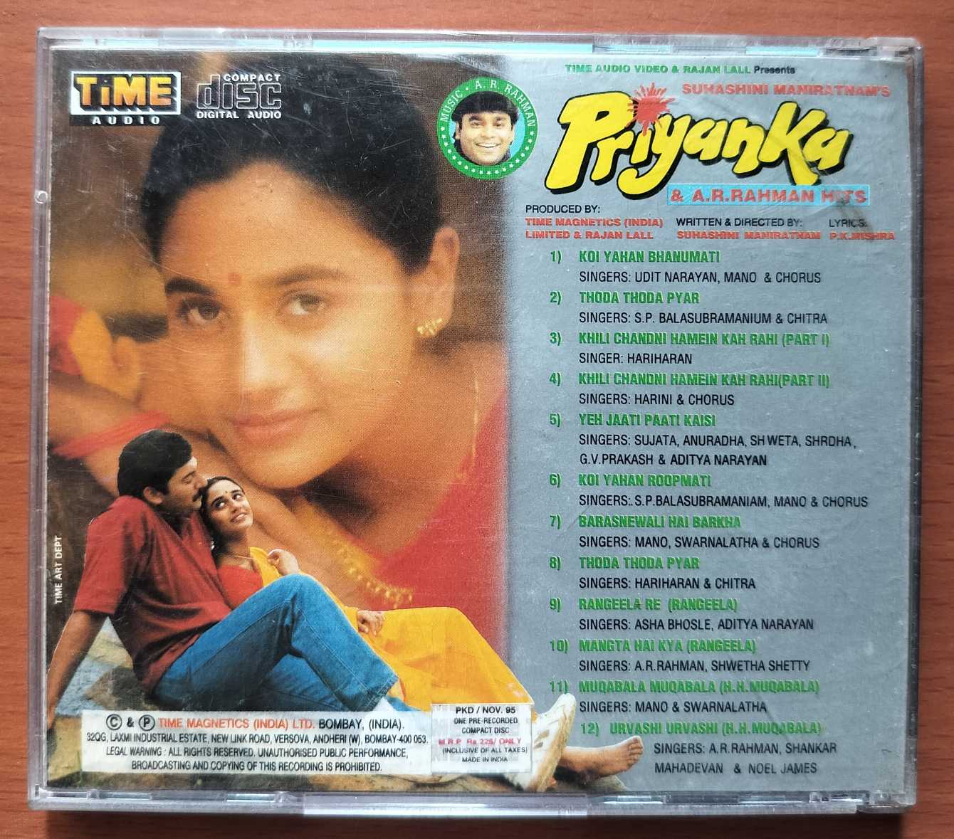 PRIYANKA - A.R. Rahman Hindi Film Audio Cd - Image 3