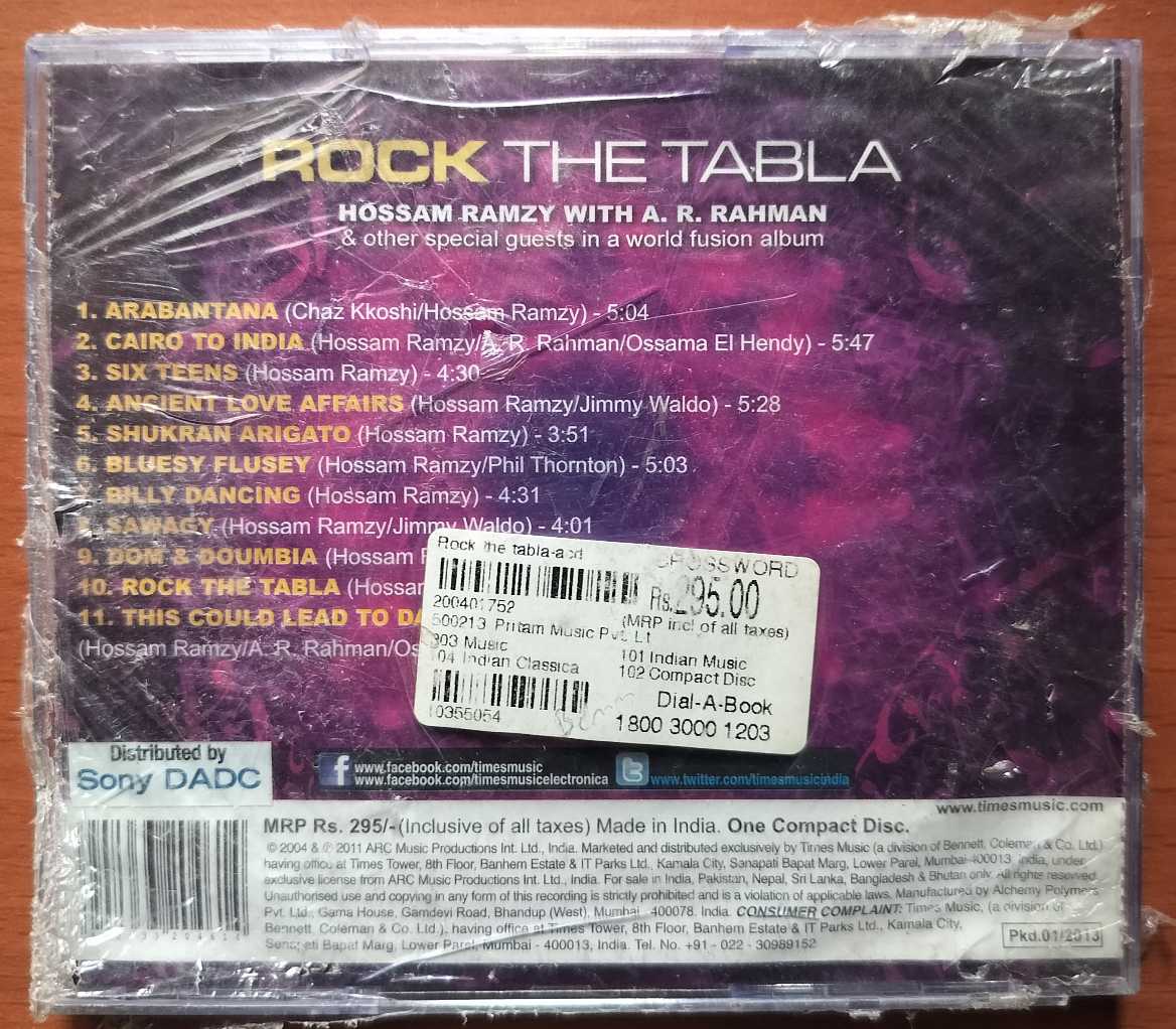 ROCK THE TABLA - A.R. Rahman Album Audio Cd (FACTORY SEALED PACK) - Image 2