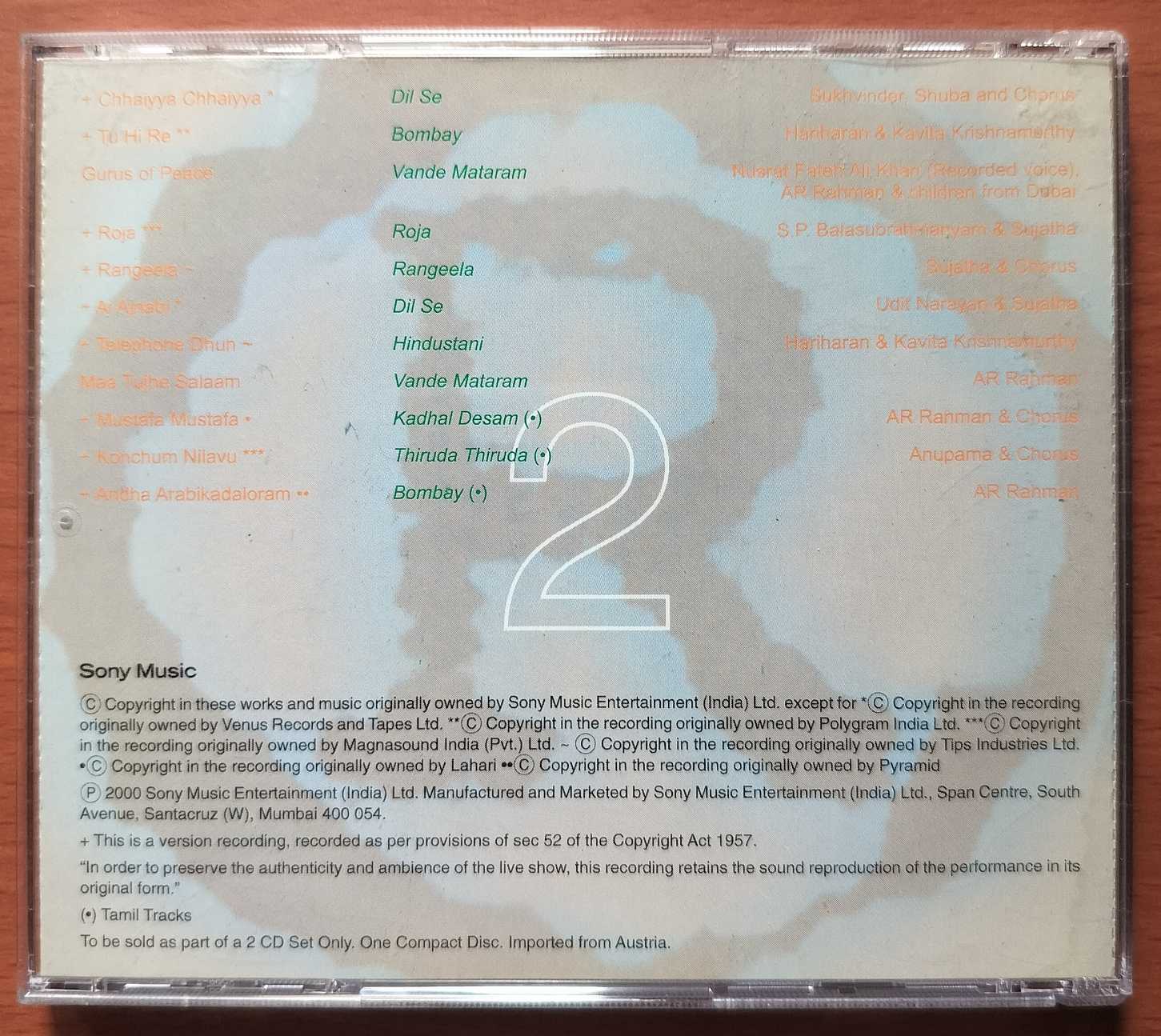A.R. RAHMAN LIVE IN DUBAI VOL. 2 - A.R. Rahman Dubai Live Concert Hindi Audio Cd - Image 3