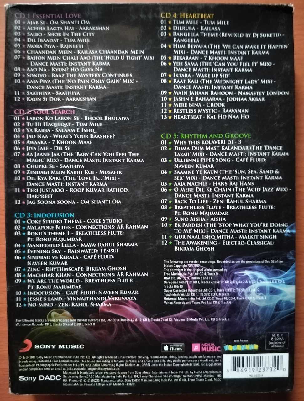 UCHAINED MELODIES ENCORE ALL MUSIC NO WORDS = A.R. Rahman & Other Classic Bollywood Tunes Meets Fusion And Rhythmic Beats Premium Edition 5CD Pack Audio Cd - Image 6