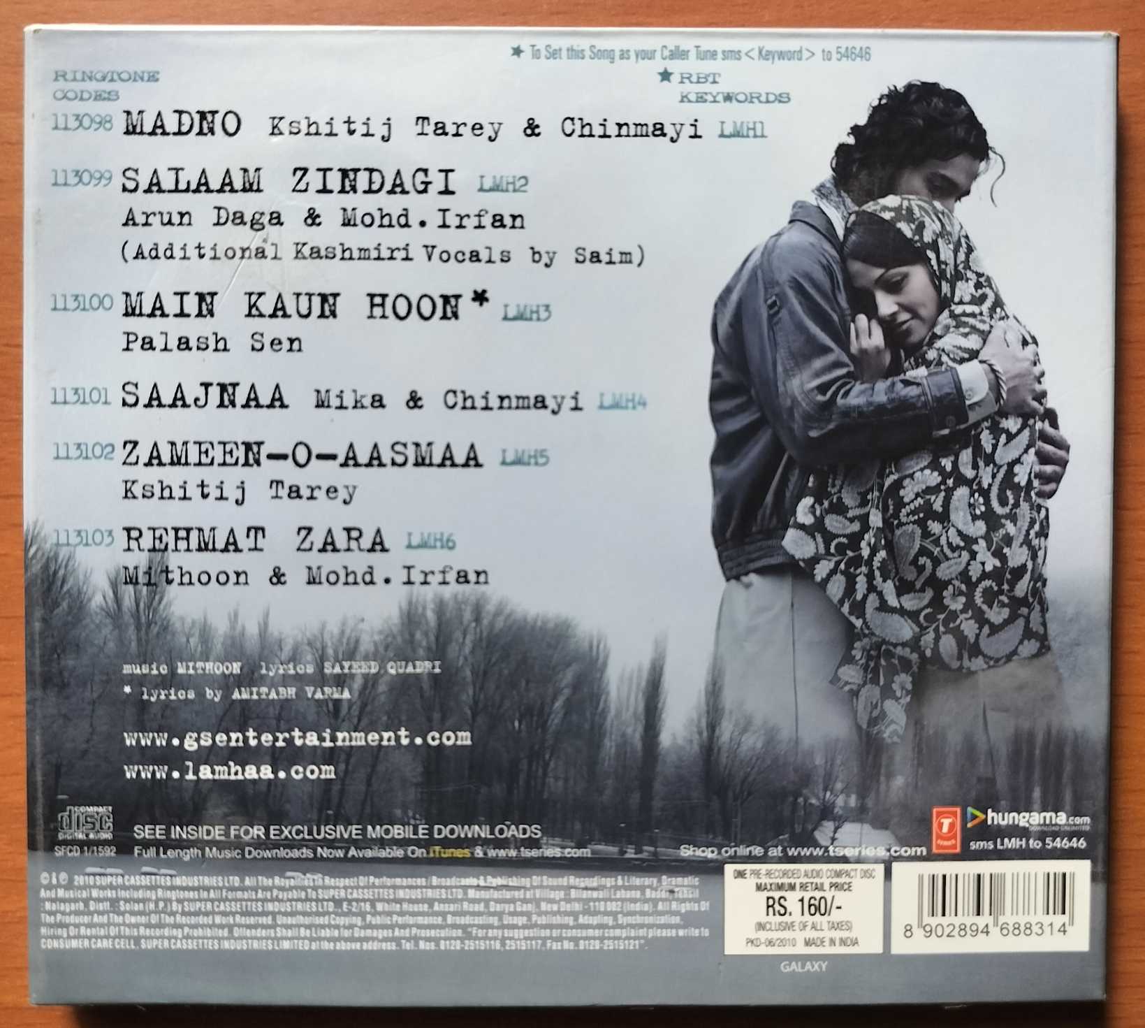 LAMHAA - Mithoon Hindi Film Audio Cd - Image 3