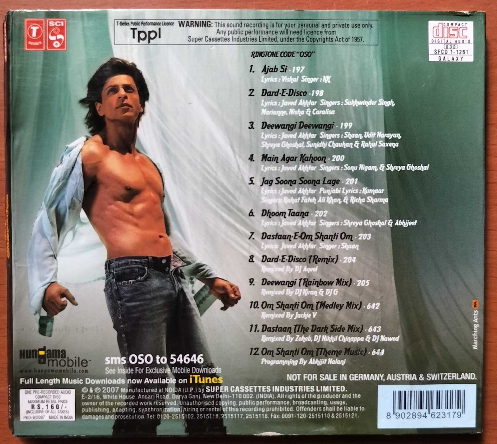 OM SHANTI OM - Vishal Dadlani Hindi Audio Cd - Image 4