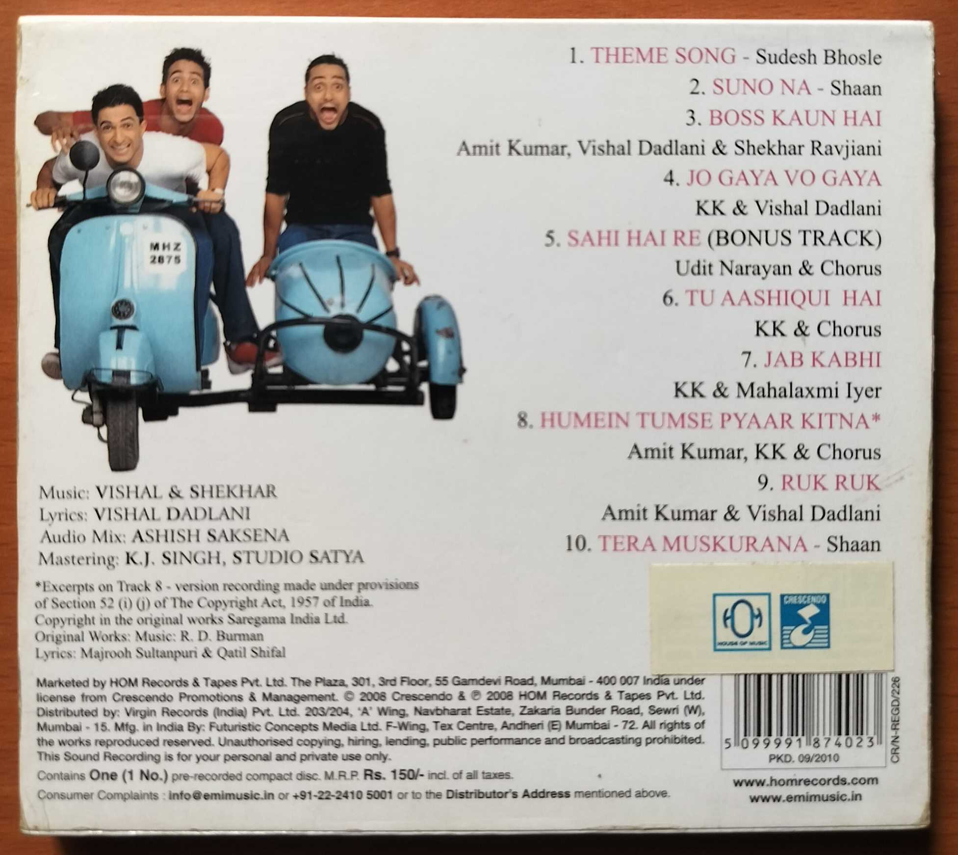 JHANKAAR BEATS - Vishal & Shekhar Hindi Film Audio Cd (FACTORY SEALED PACK) - Image 4