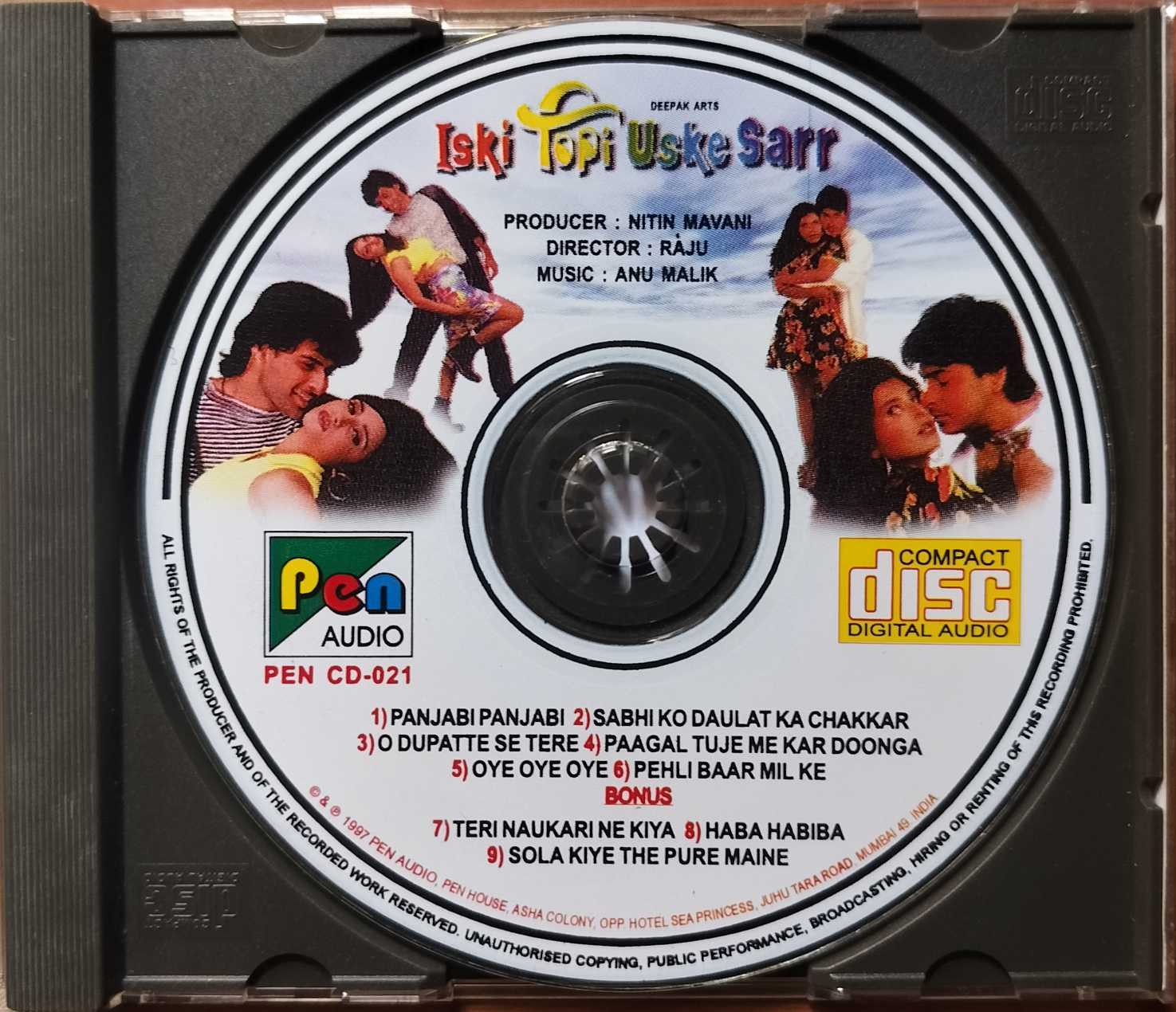 ISKI TOPI USKE SARR - Anu Malik Hindi Film Audio Cd - Image 2