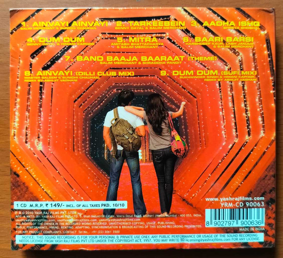 BAND BAAJA BAARAAT - Salim Sulaiman Hindi Film Audio Cd - Image 3