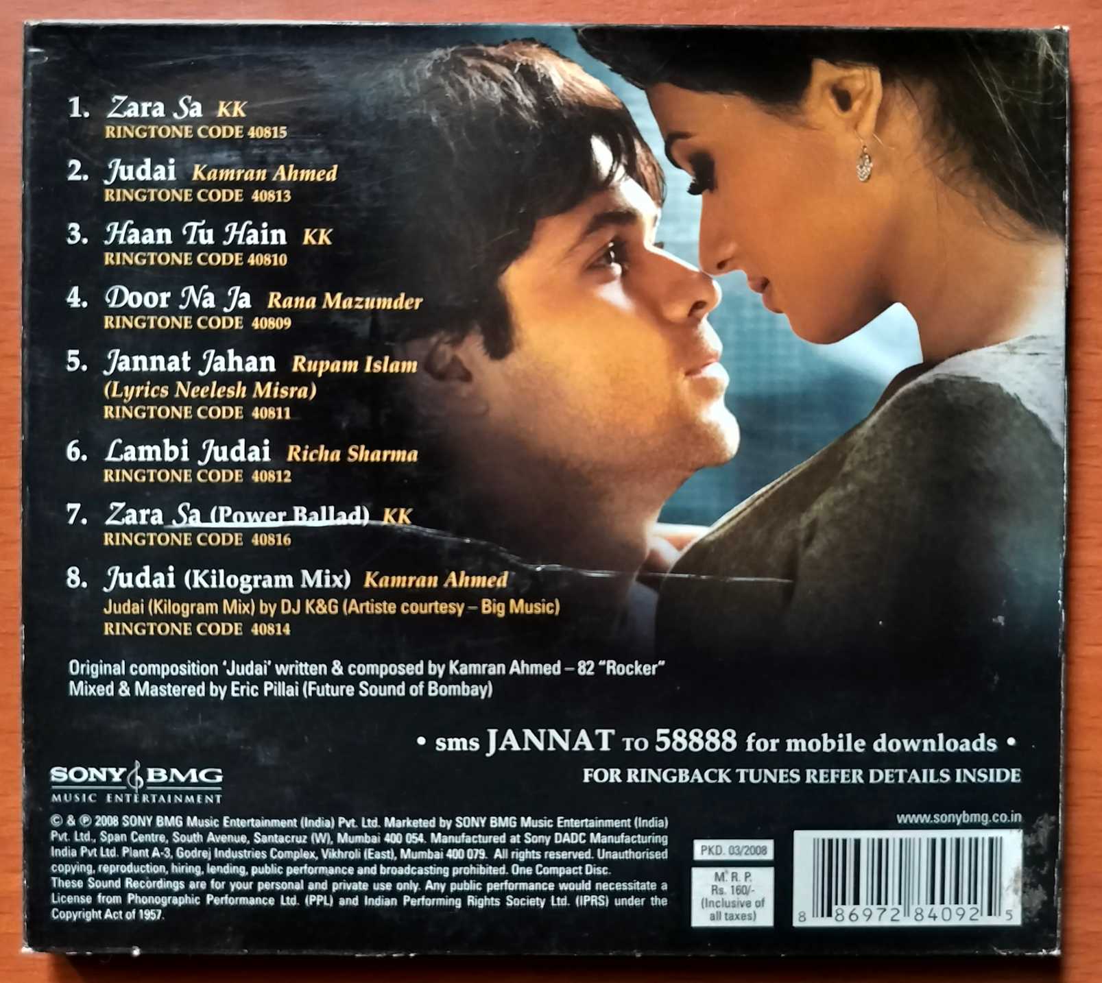 JANNAT - Pritam Hindi Film Audio Cd - Image 4