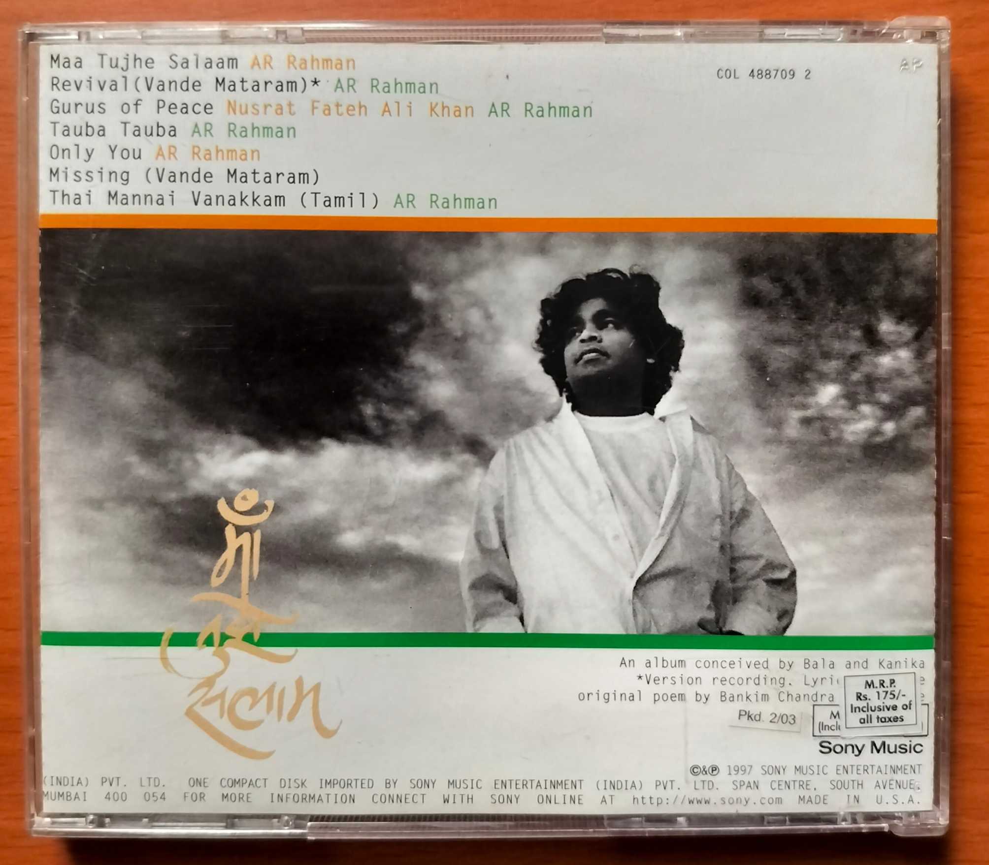 VANDE MATARAM - A.R. Rahman Album Audio Cd - Image 3