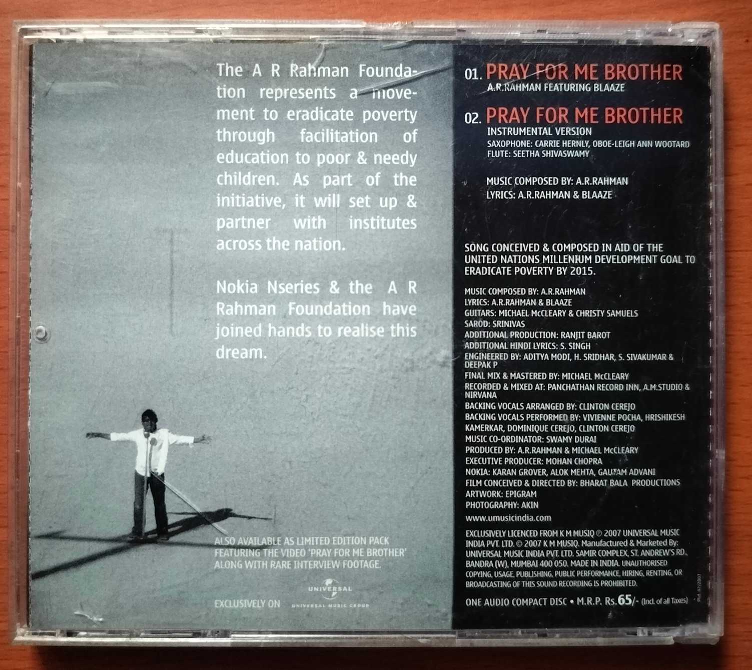 A.R.RAHMAN PRAY FOR ME BROTHER- A.R. Rahman Album Audio Cd - Image 3