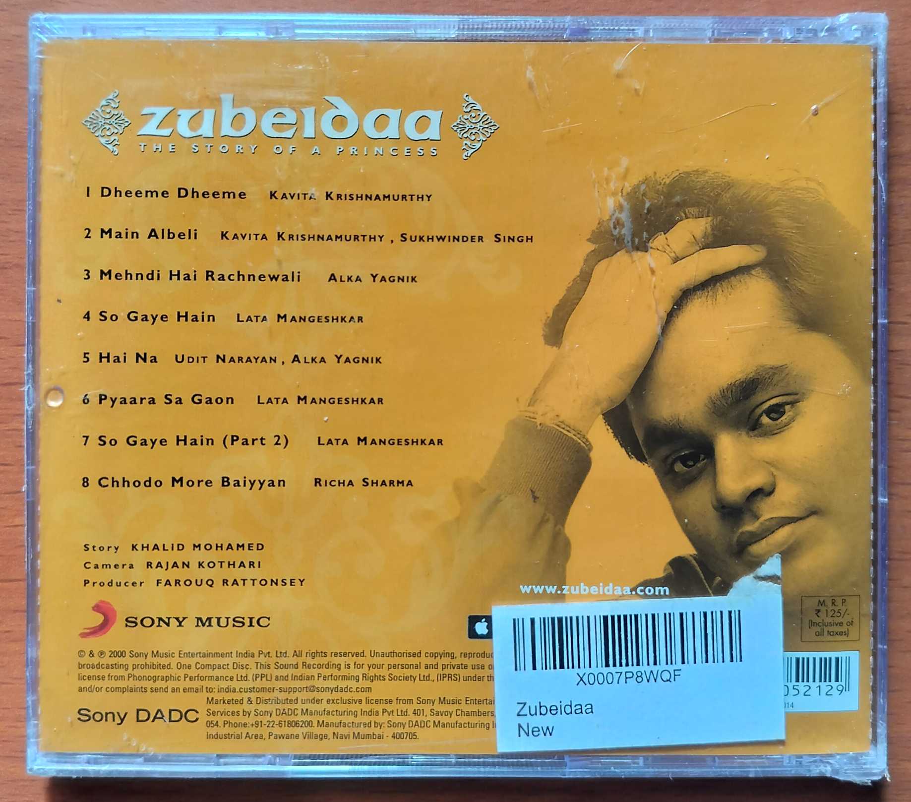 ZUBEIDAA - A.R. Rahman Hindi Audio Cd (FACTORY SEALED PACK) - Image 2