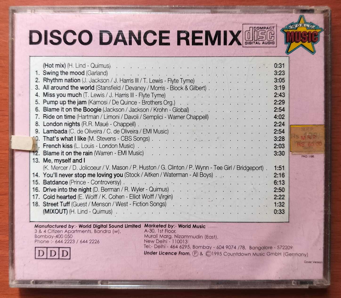 DISCO DANCE REMIX VOL . 1 - Imported Album Audio Cd - Image 3