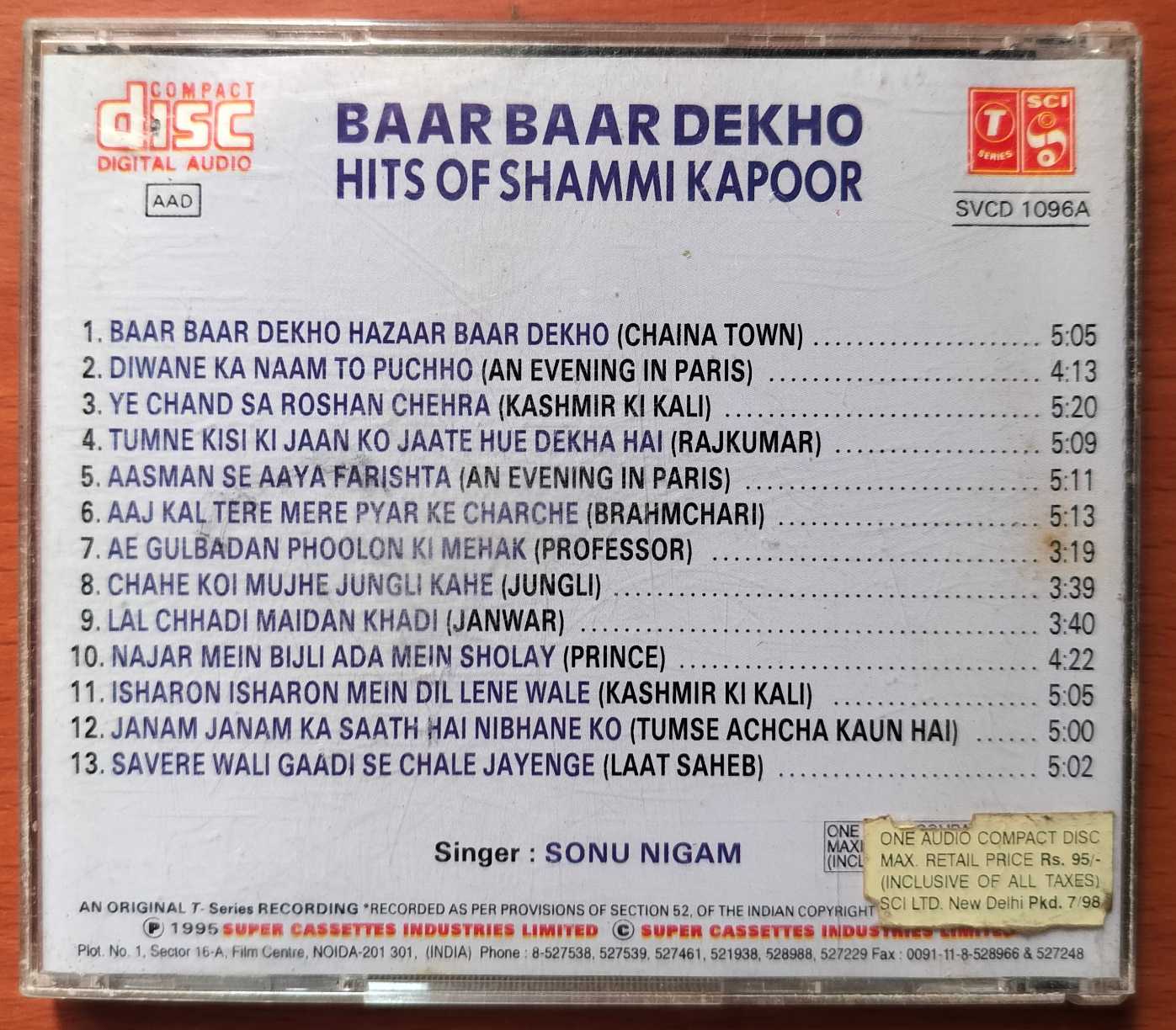 HITS OF SHAMMI KAPOOR BAAR BAAR DEKHO - Hindi Film Collection Audio Cd - Image 3