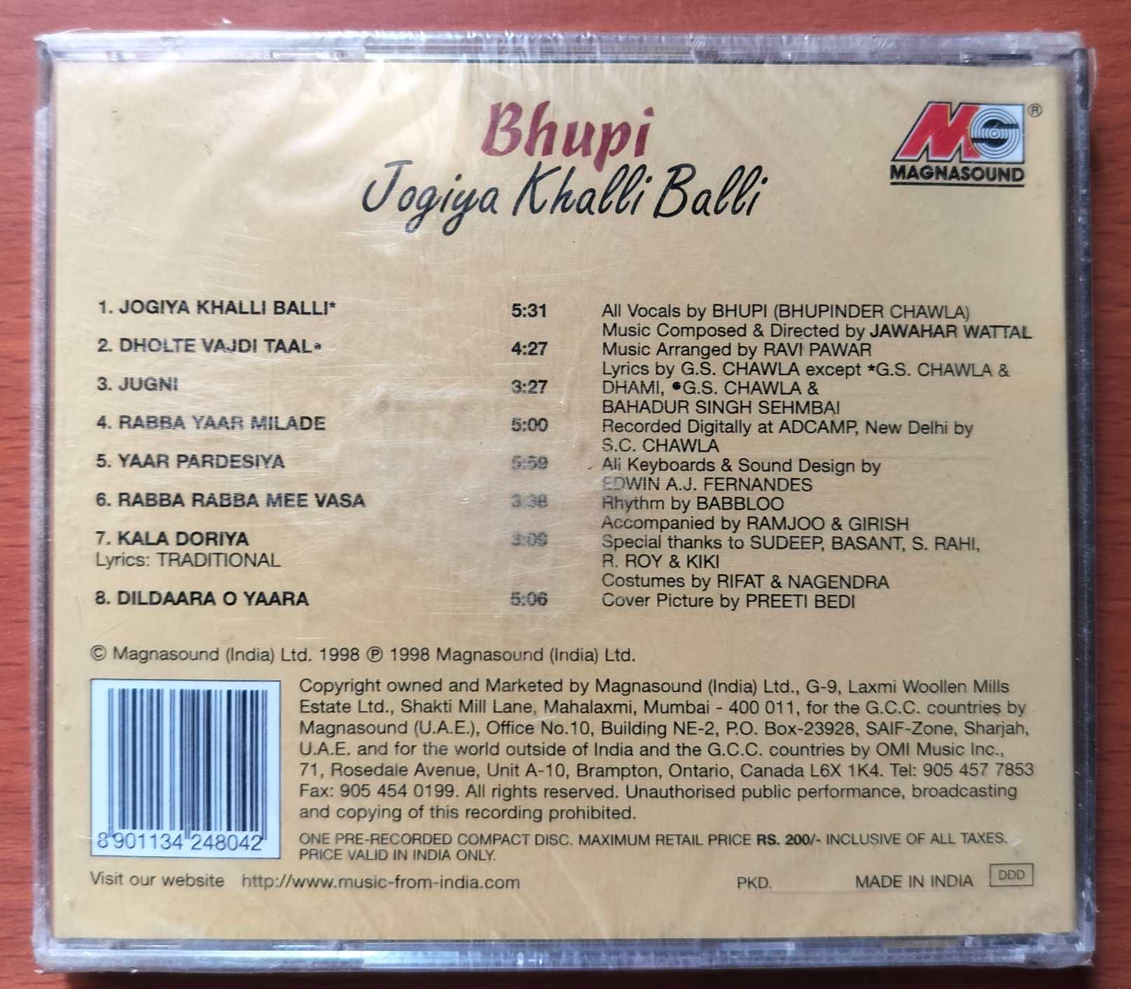 BHUPI JOGIYA KHALLI BALLI - Hindi Private Album Audio Cd (FACTORY SEALED PACK) - Image 2