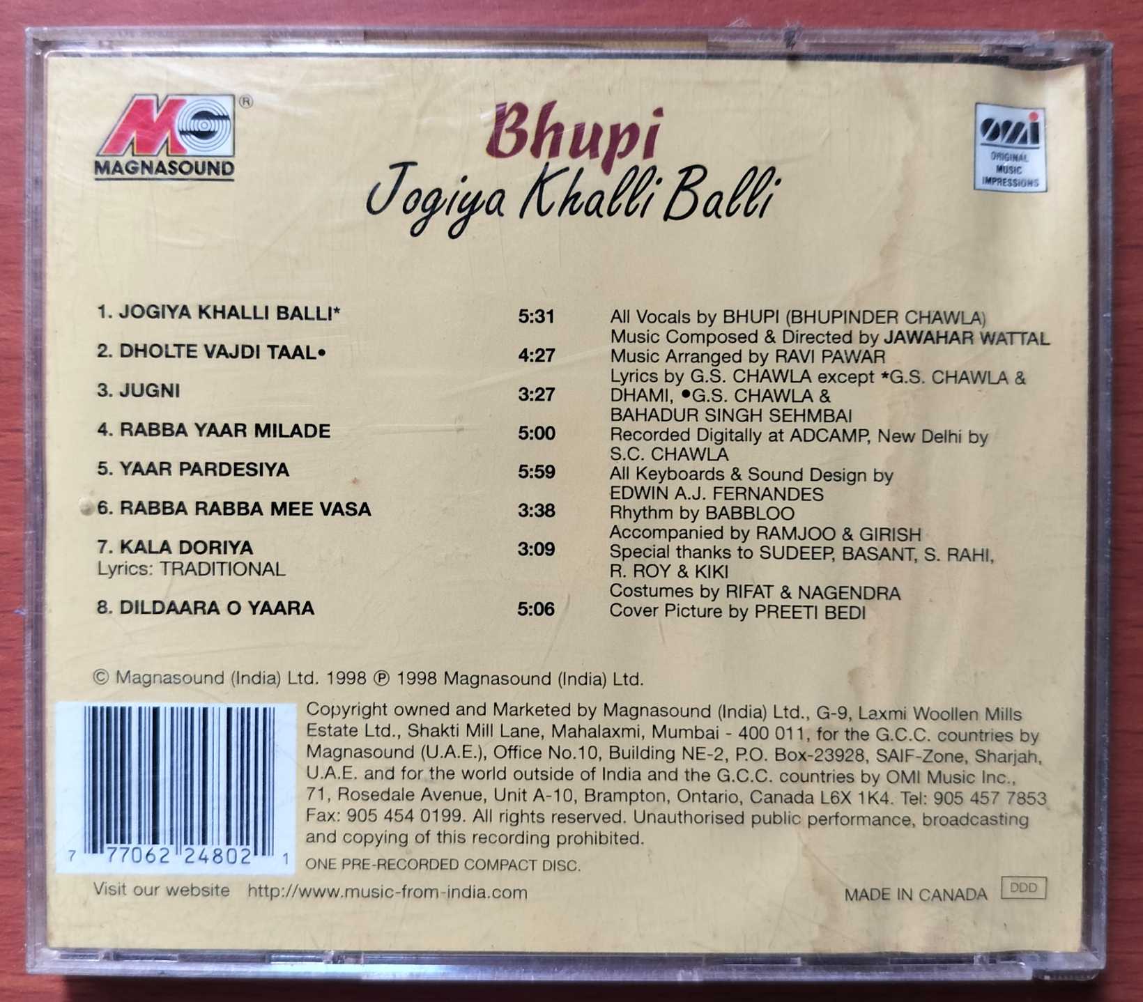 BHUPI JOGIYA KHALLI BALLI - Imported OMI Hindi Private Album Audio Cd - Image 2