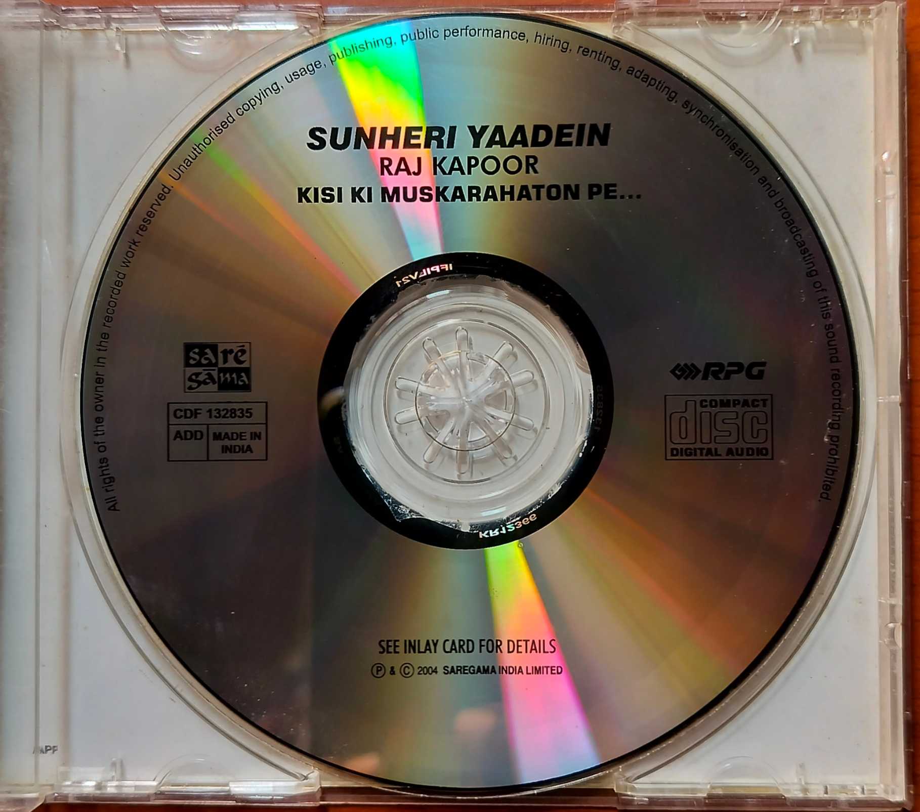 SUNHERI YAADEIN RAJ KAPOOR KISI KI MUSKARAHATON PE - Hindi Film Collection Audio Cd - Image 2