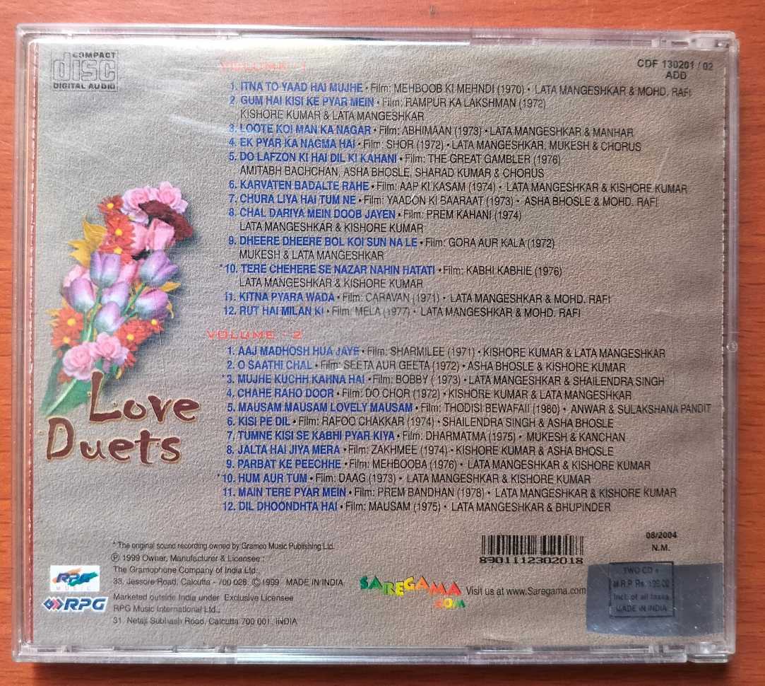 LOVE DUETS VOL . 1& 2 - Hindi Film Collection 2CD Pack Audio Cd - Image 4