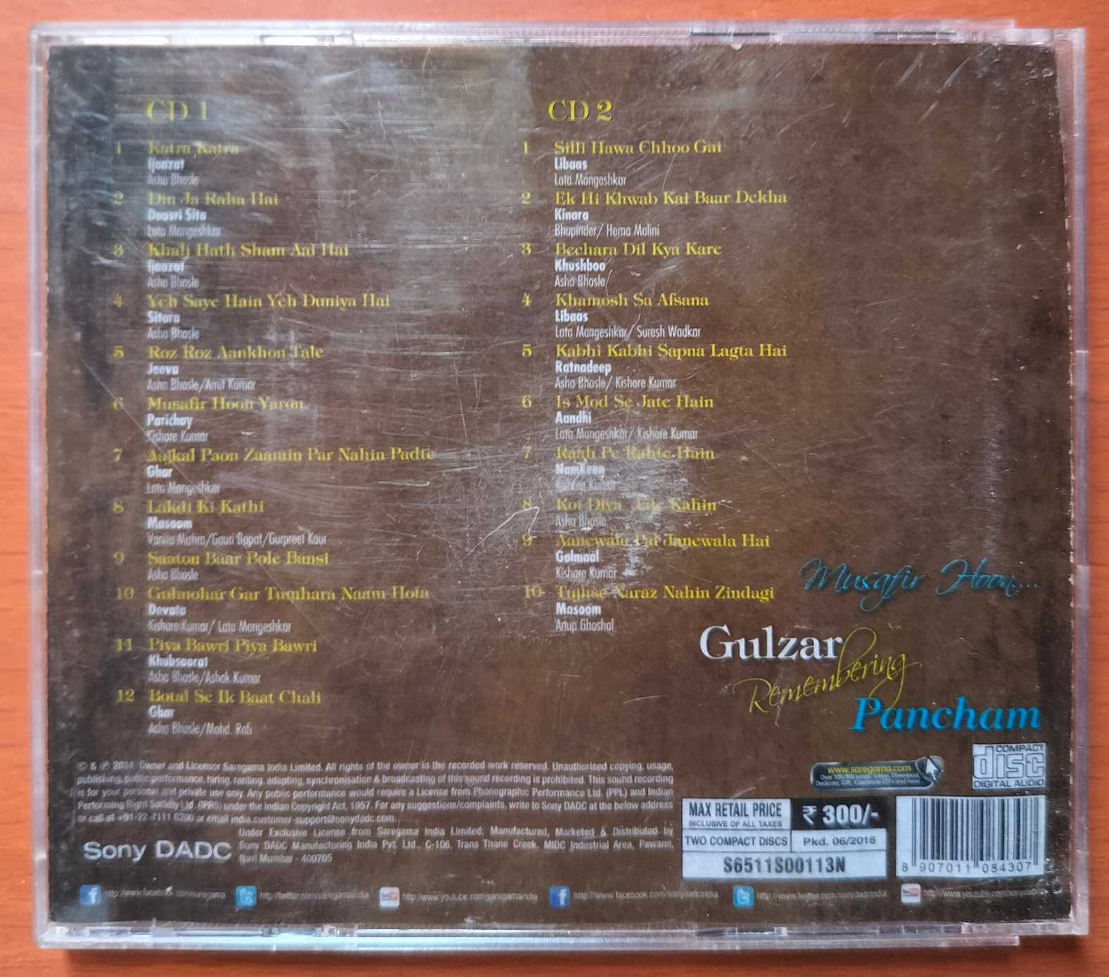 GULZAR REMEMBERING PANCHAM - Hindi Film Collection 2CD Pack Audio Cd - Image 4