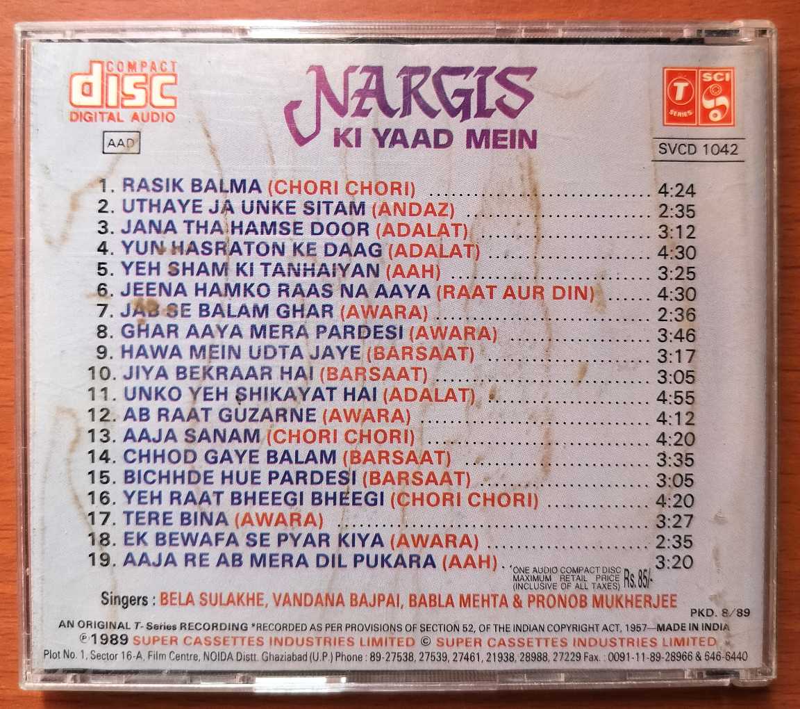 NARGIS KI YAAD MEIN - Hindi Collection Audio Cd - Image 3