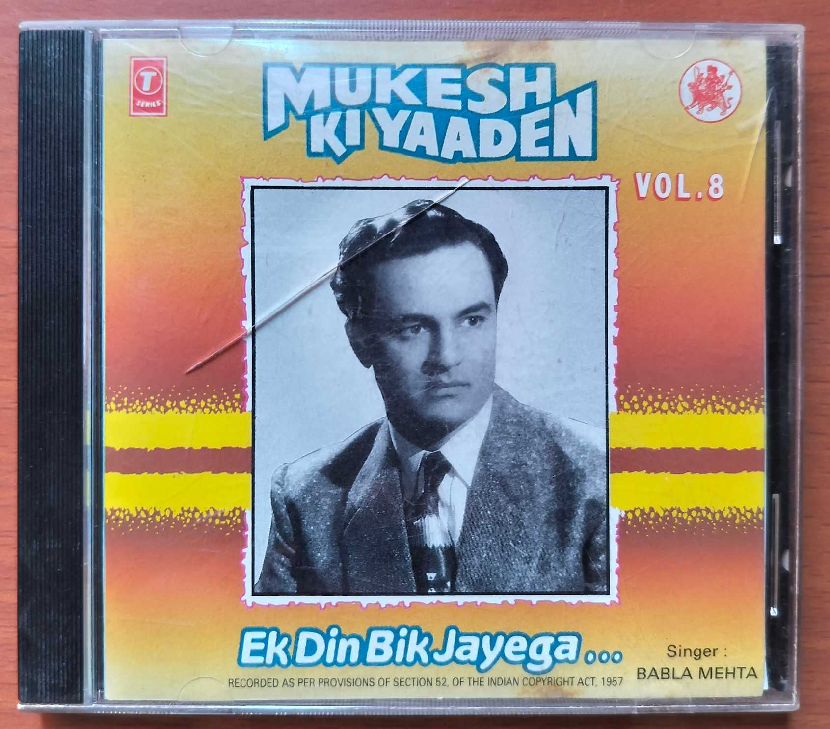 MUKESH KI YAADEN VOL . 8 - Hindi Film Collection Audio Cd
